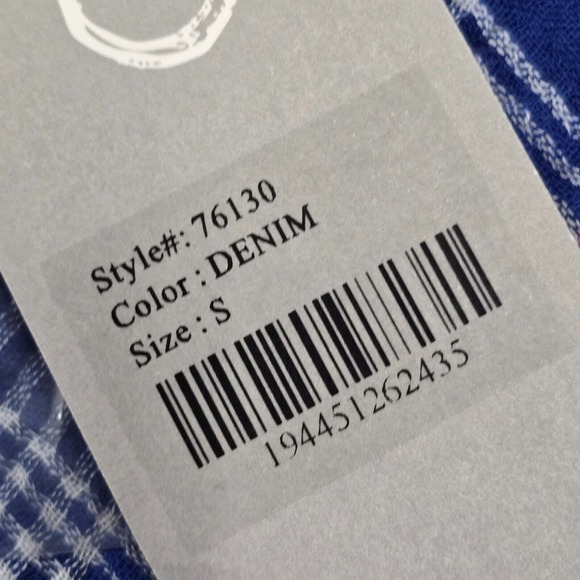 Habitat Womens Top Small Blue Button Up Plaid Long Sleeve Gauzy Lagenlook - Picture 6 of 13